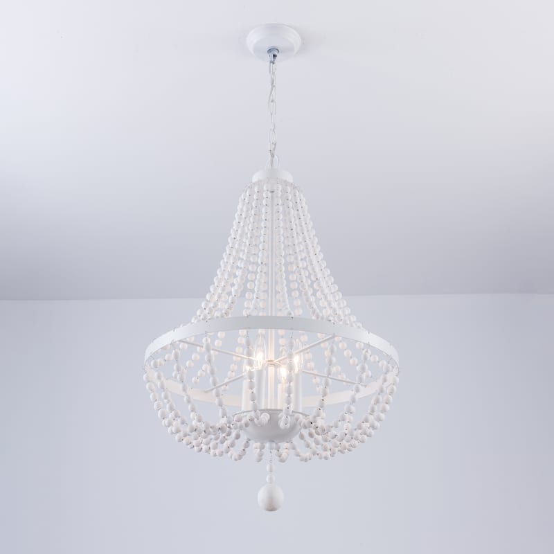 CurveCurio Farmhouse Chandelier 4 Blubs Antique Wood Chandelier for Bedroom, Porch and Kitchen