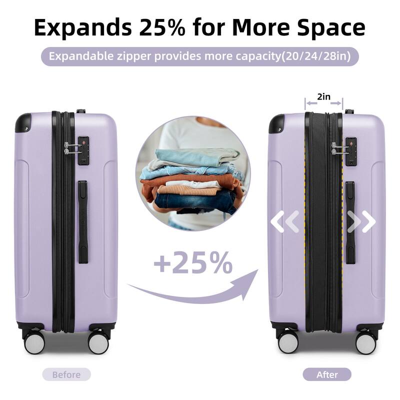 6-Piece, Luggage Sets, Hard-Shell Expandable Luggage with Travel Bag, Spinner Wheels and Combination Lock, for Boarding Travel
