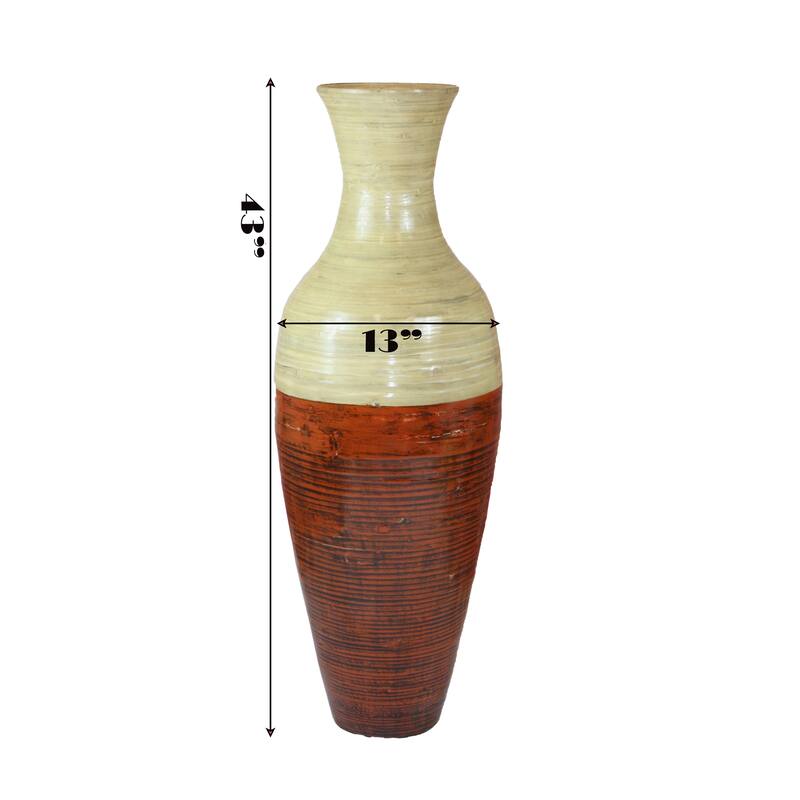 43-Inch-Tall Vase, Majestic Impressive Vase, Magnificent Rich Large Floor Vase, Tall Flower Holder. Red and Natural Color