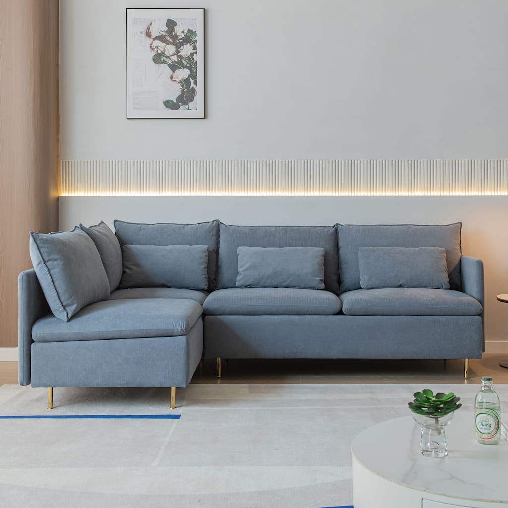 Cotton Linen L-Shaped Modular Corner Sofa