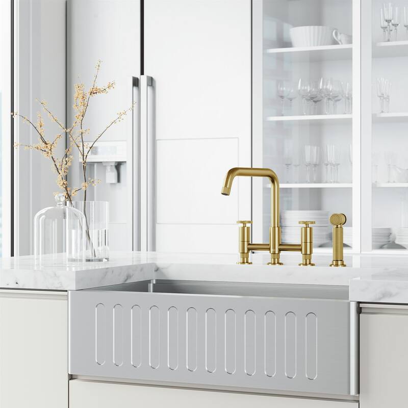 Vigo VG02051 Cass 1.8 GPM 12" H Double Handle Widespread Bridge