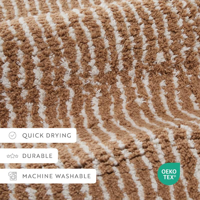 Becky Cameron 100% Cotton Pinstripe Patterned Bath Mat