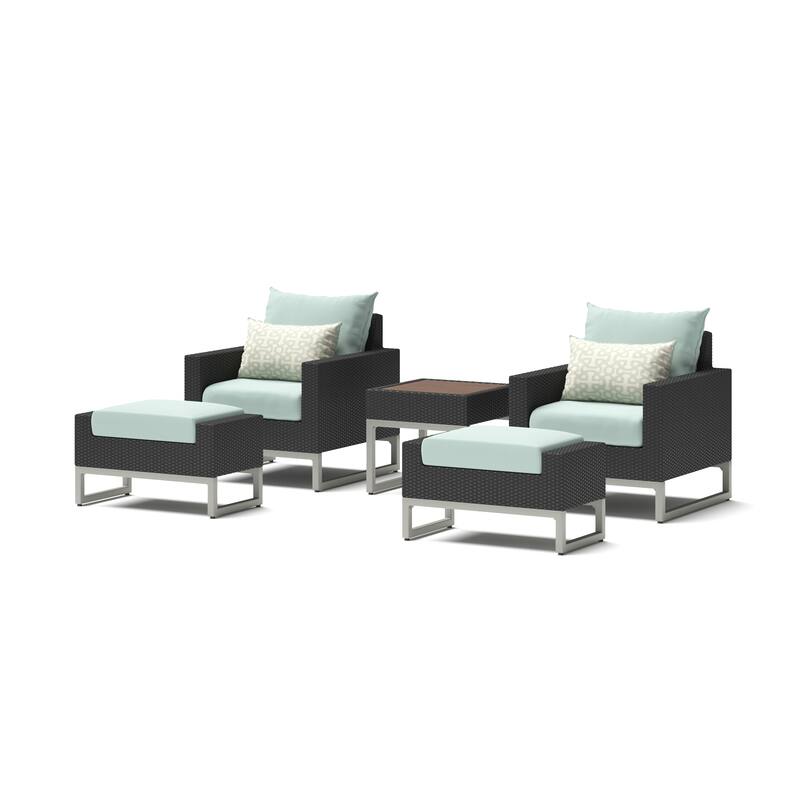Milo Espresso 5 Piece Sunbrella Outdoor Patio Club Chair Set