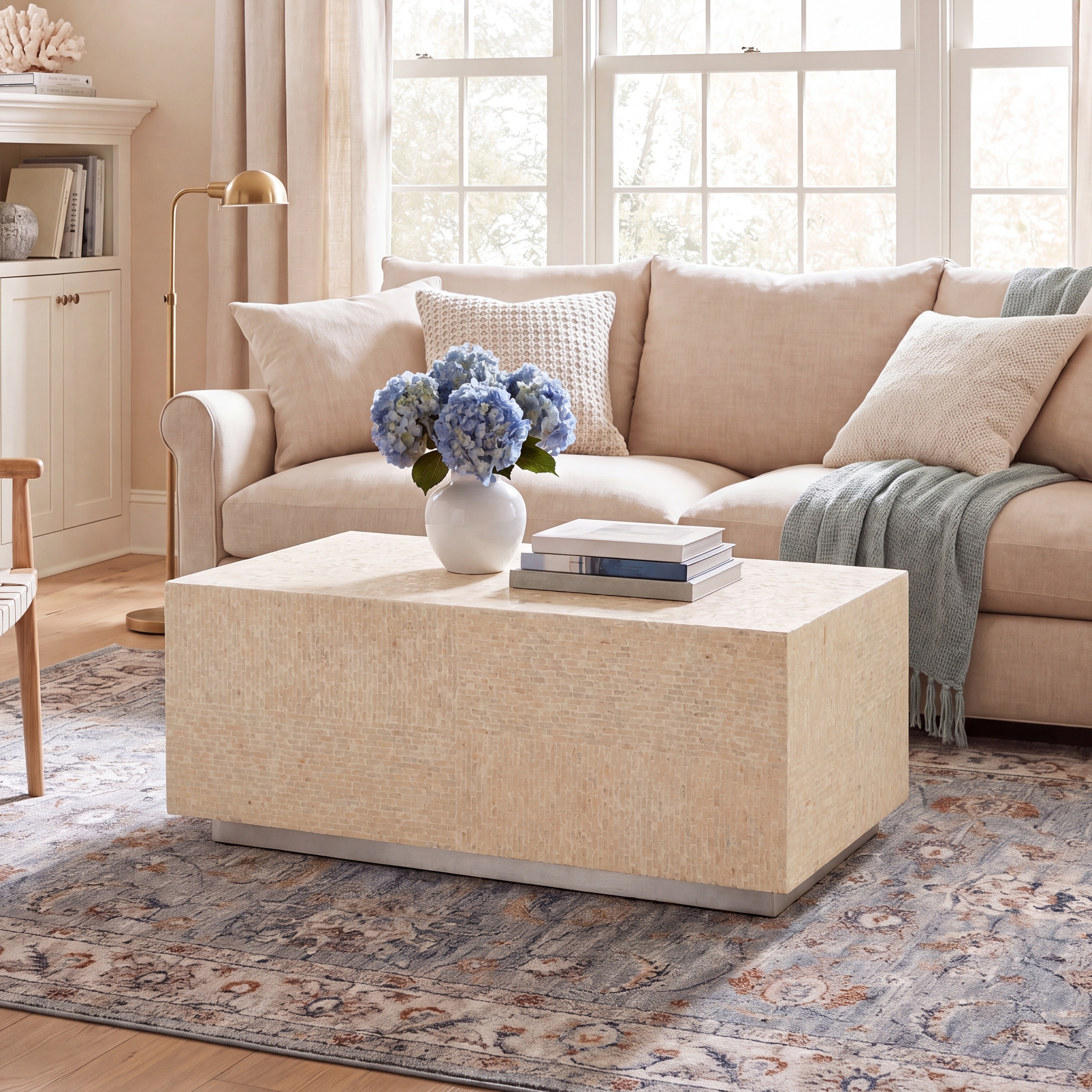 SAFAVIEH Scarlett Glam Wood Coffee Table, 48-Inch, Natural - 48"W x 24"D x 17"H