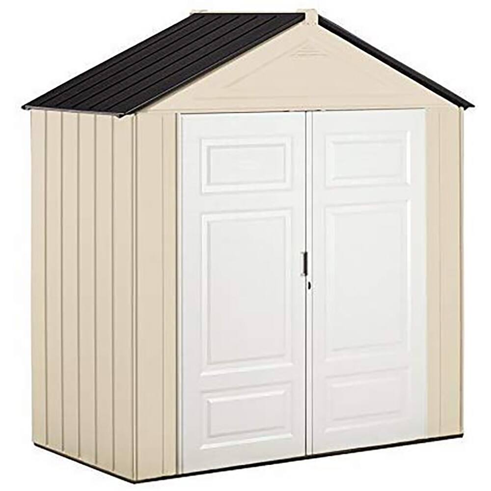 Rubbermaid 7x3 Foot Double Wall Plastic Outdoor Utility Storage Shed, Sandstone - 269.60