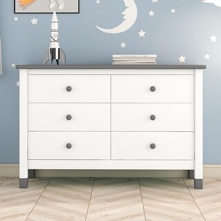 Wooden Storage Dresser with 6 Drawers