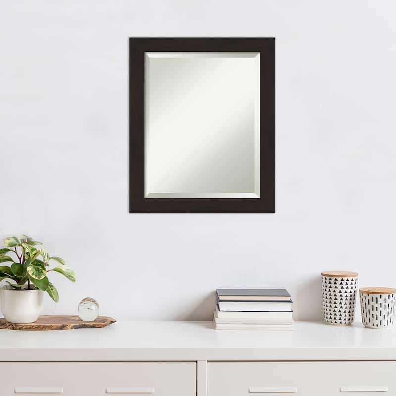 Beveled Wall Mirror - Furniture Espresso Narrow Frame - Furniture Espresso Narrow