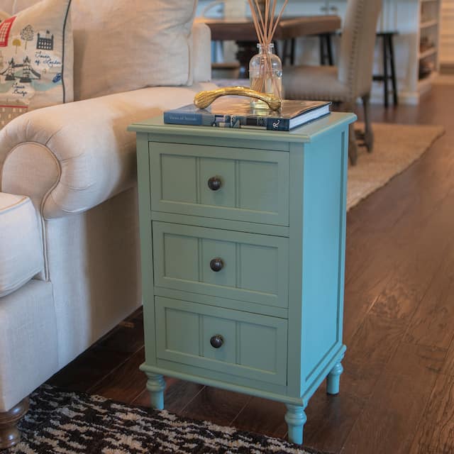 Copper Grove Hoxie 3-drawer Accent Table - Antique Iced Blue