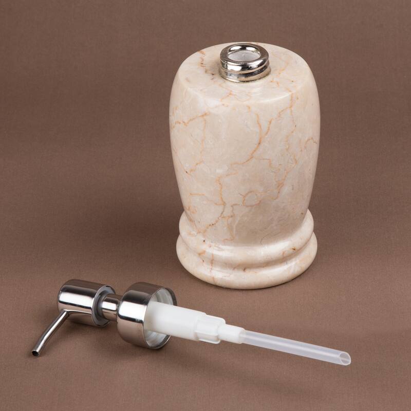Creative Home Double Rings Collection Champagne Marble Liquid Soap Dispenser, Lotion Dispenser - Beige