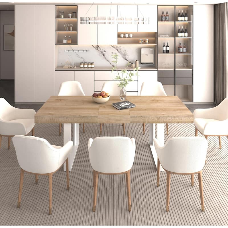 Extendable Modern Farmhouse Dining Table Seats 6-10 - N/A