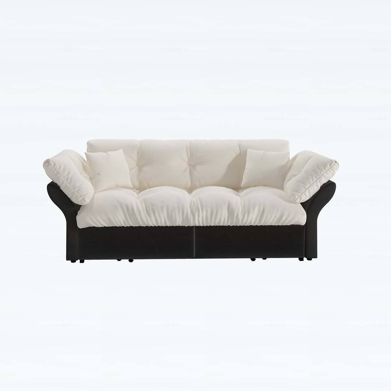 3-in-1 Convertible Tufted Loveseat with 2 Soft Pillows,Multi-Functional Sleeper