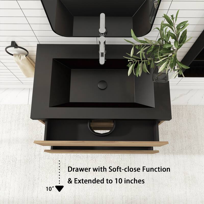 Floating Bathroom Vanity with Quartz Sand Top