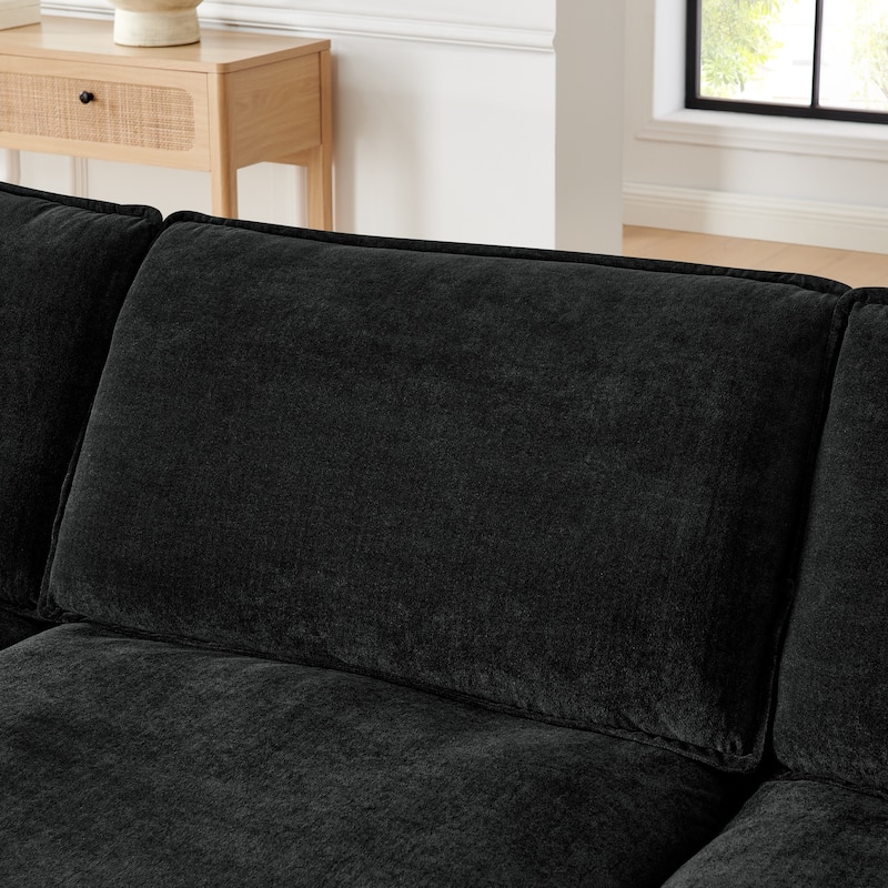110.2" L-Shaped Sectional Sofa with Ottoman (Towel Fabric)