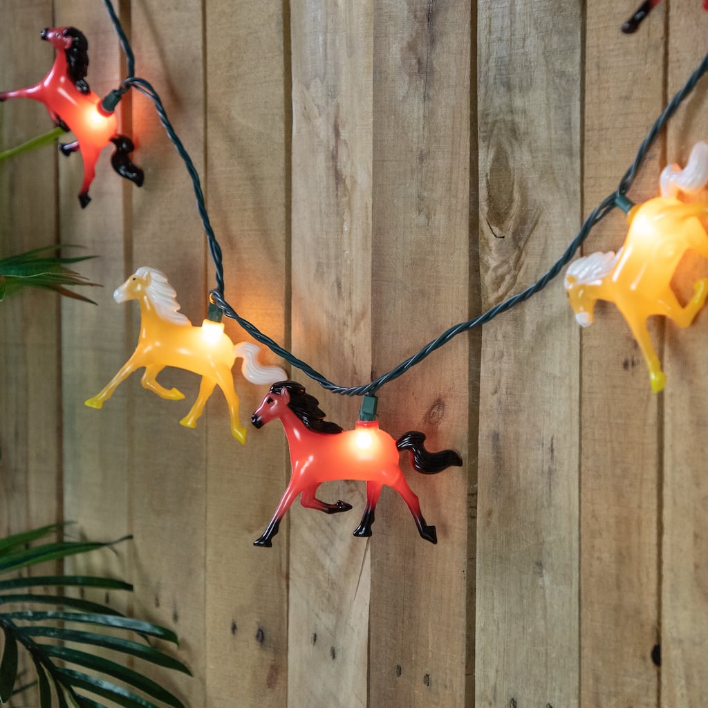 10-Count Horse Patio Light Set 5.75ft Green Wire - Yellow and Red
