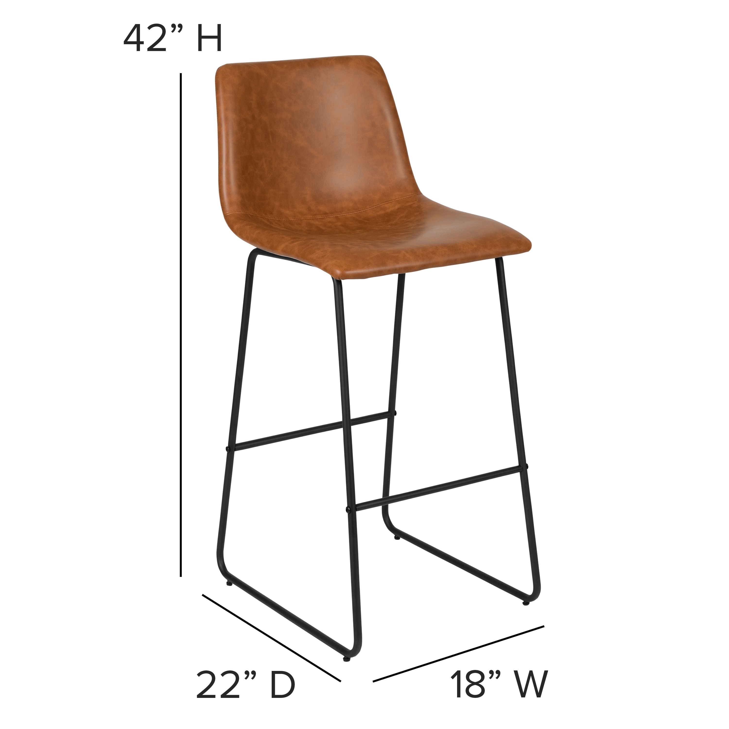 LeatherSoft Bucket Seat Bar Stool (Set of 2)