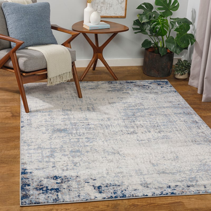 Livabliss Helios Modern Industrial Area Rug - Dark Blue - 5'3" x 7'1"