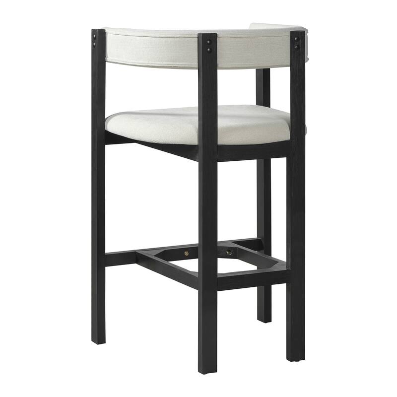 Christopher Knight Home - Julian Modern Upholstered Bar Stool Set with Curved Back and Solid Wood Frame for Dining Spaces