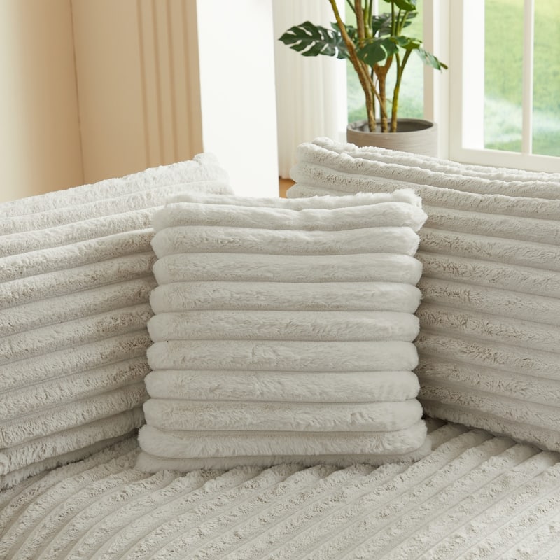 120.9" L-Shaped Modern Minimalist Curved Sectional Sofa with Pillows