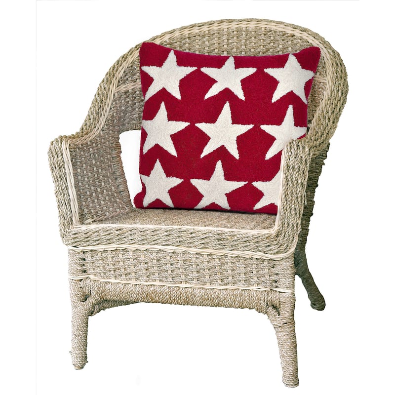 Liora Manne Frontporch Stars Indoor/Outdoor Pillow Red 18" Square