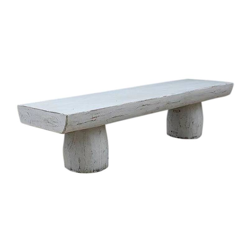 68" Long 15-18 Inches Deep Capri Live Edge Primitive Bench/Table Distressed White