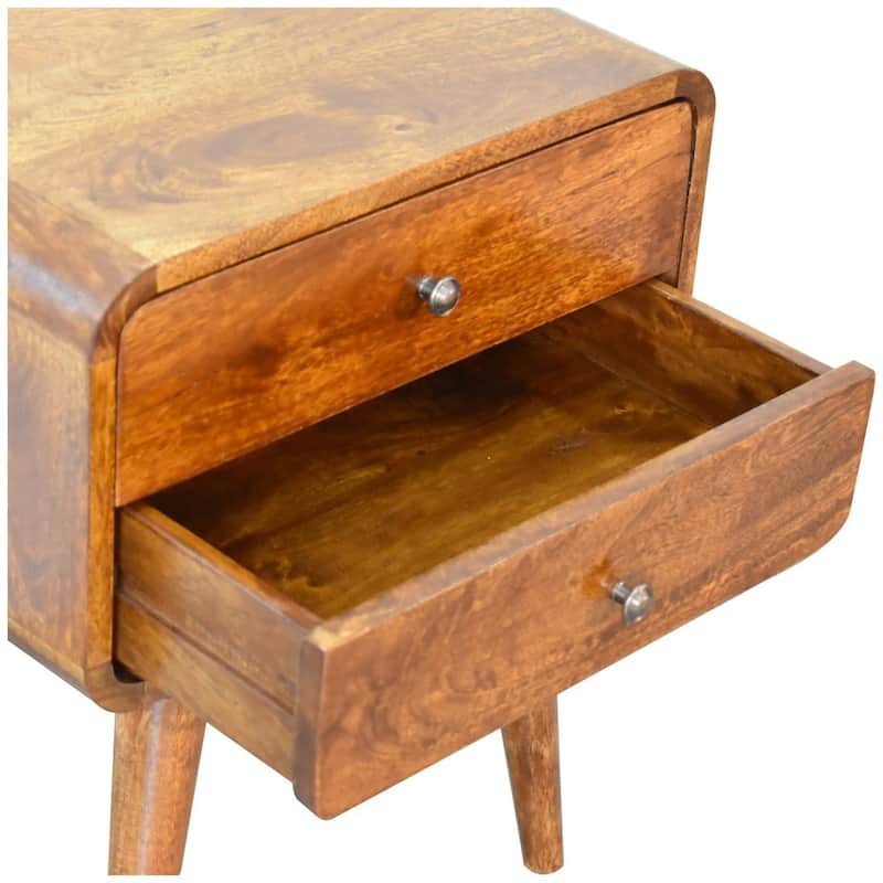 Artisan Furniture Solid Wood Curved Chestnut Nightstand