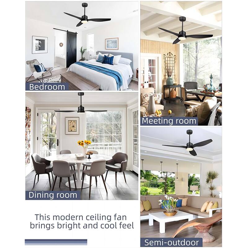 52-inch 3-Blade Ceiling Fan with Light and Remote Control