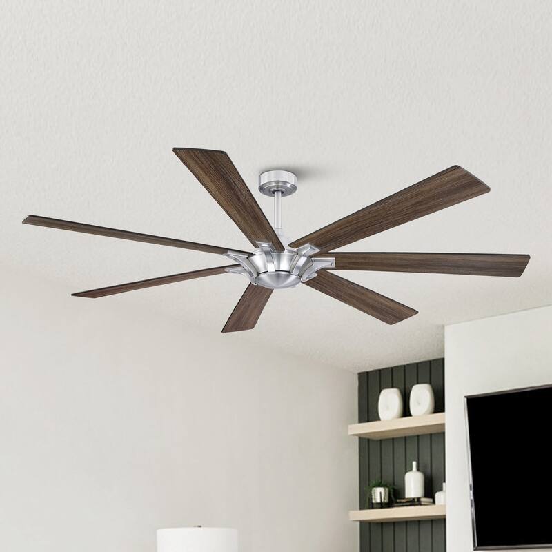 72" Farmhouse Oak Wooden 7-Blade Reversible Windmill Ceiling Fan without Light