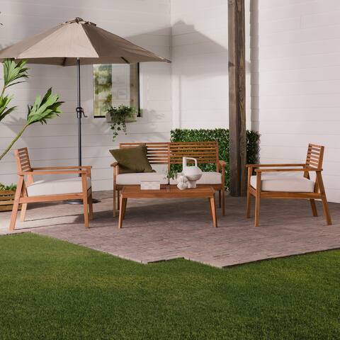 Middlebrook Slat-Back Solid Wood Patio Chat Set