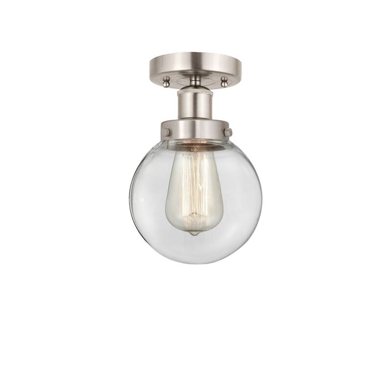 Innovations Lighting Beacon - 1 Light 6" Semi-Flush Mount - Clear/Brushed Satin Nickel