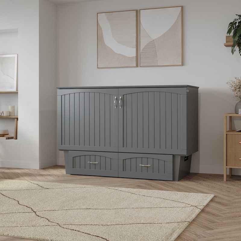 Sydney Queen Solid Wood Murphy Bed Chest with Mattress