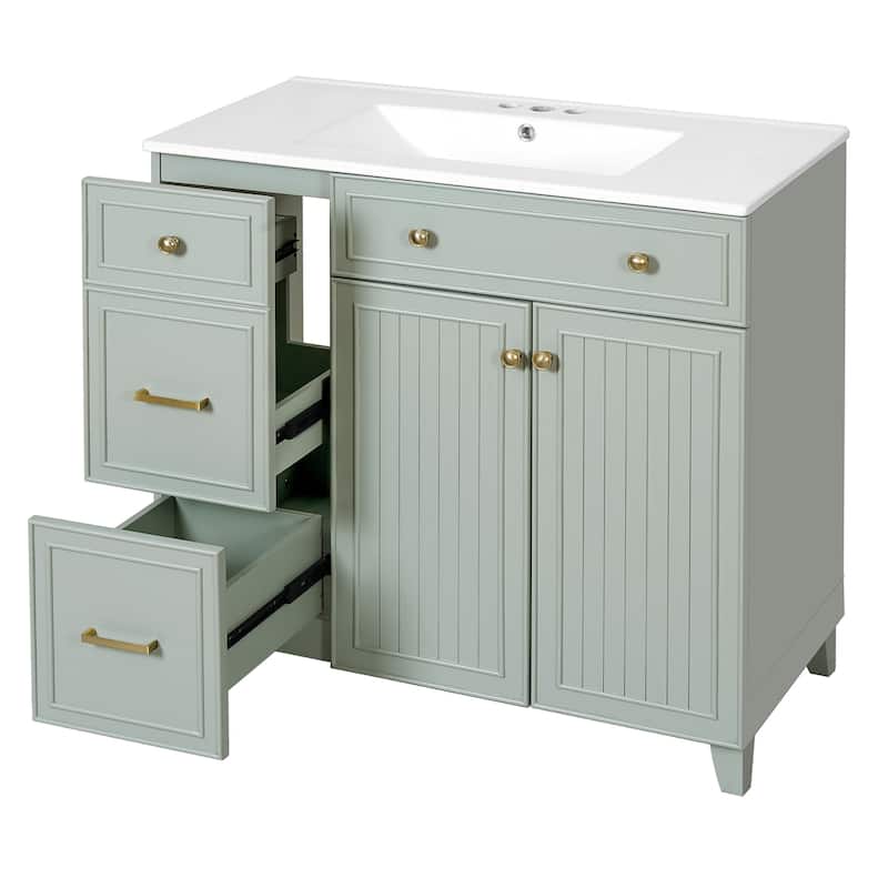 Bathroom Vanity With Sink In 36 Inch, Freestanding Bathroom Vanity With Soft Close Door