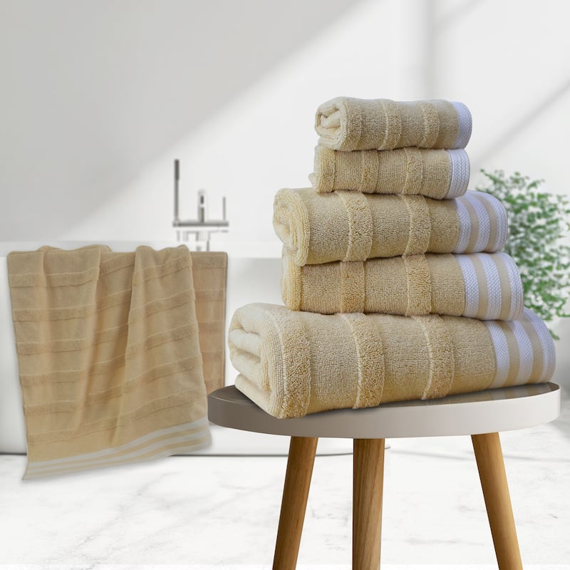 Kathy Ireland 6-Piece Jacquard Stripe Kyoto Towel Set - Linen