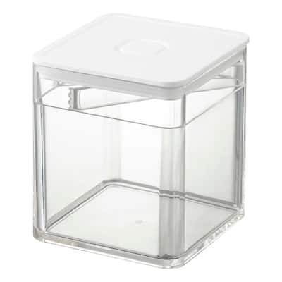 Yamazaki Home Vacuum-Sealing Food Container - Two Styles, Polypropylene, Tongs, 500ml - L 3.62 x W 3.62 x H 4.02 inches