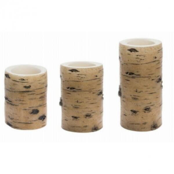 Shop Inglow Cgt12890tn3 Tan Birch Bark Pillar Candles 3 Pack