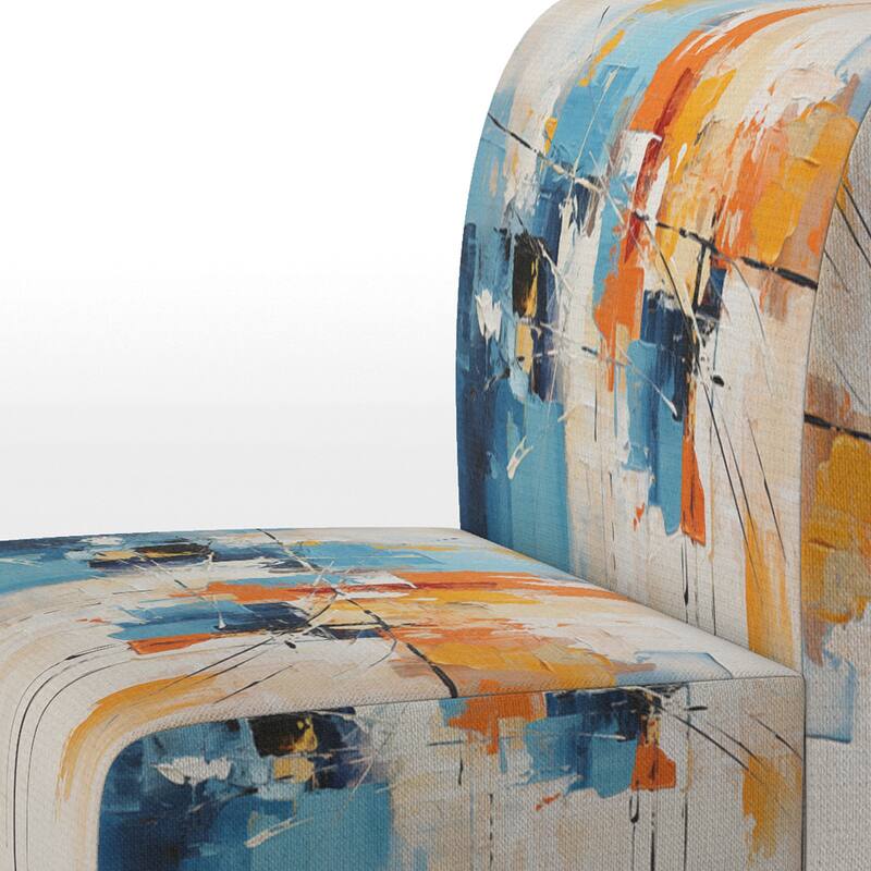 Designart "Paper Euphoria I" Upholstered Abstract Collages Accent Chair and Modern & Contemporary Arm Chair - Multiple Color