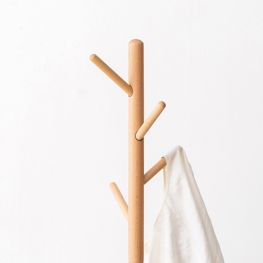 Wooden Coat Rack Freestanding with Hooks and Round Base Bracket - Bed Bath  & Beyond - 37570813