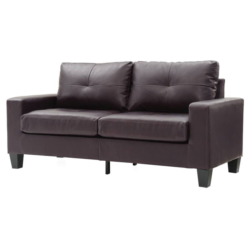 Square Arm Faux Leather Tufted Straight Sofa - 71" - Dark Brown