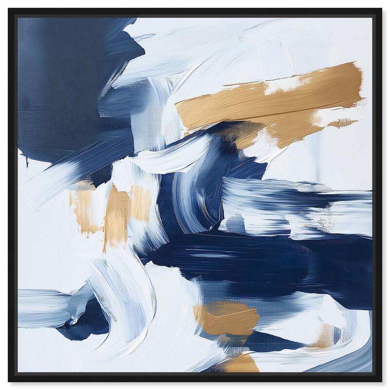 Azure and Gold Canvas by Art Remedy - Black - 20" x 20"
