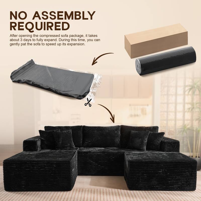 OVIOS All-Foam Cloud L-Shaped Lounger Sofa​ ​​With Ottoman​