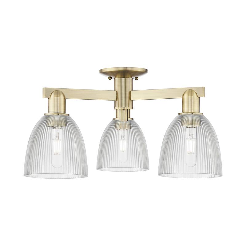 Innovations Lighting Endless Possibilities Arcadia - Castile - 3 Light 24" Semi-Flush Mount - Antique Brass/Clear
