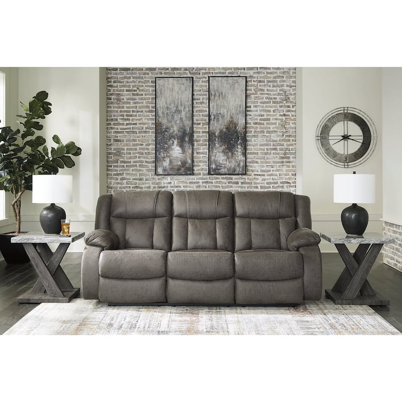 Signature Design by Ashley First Base Gunmetal Reclining Sofa - 86"W x 40"D x 41"H