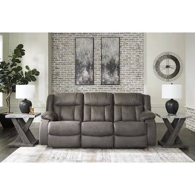Signature Design by Ashley First Base Gunmetal Reclining Sofa - 86"W x 40"D x 41"H