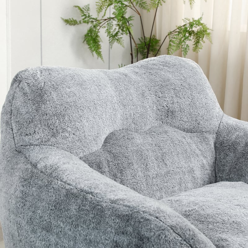 Faux Fur Bean Bag Lounge Chairs with Armrests and High-Density Foam Filling