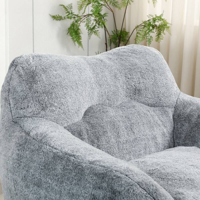 Oversized Memory Foam Bean Bag Chair Lazy Sofa with Armrests and Removable Cover for Living Room Bedroom