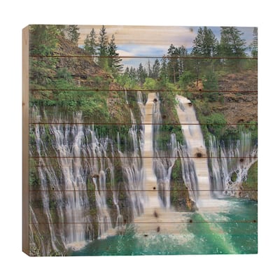Waterfall, Mcarthur-Burney Falls Memorial State Park, California Print On Wood by Tim Fitzharris - Multi-Color