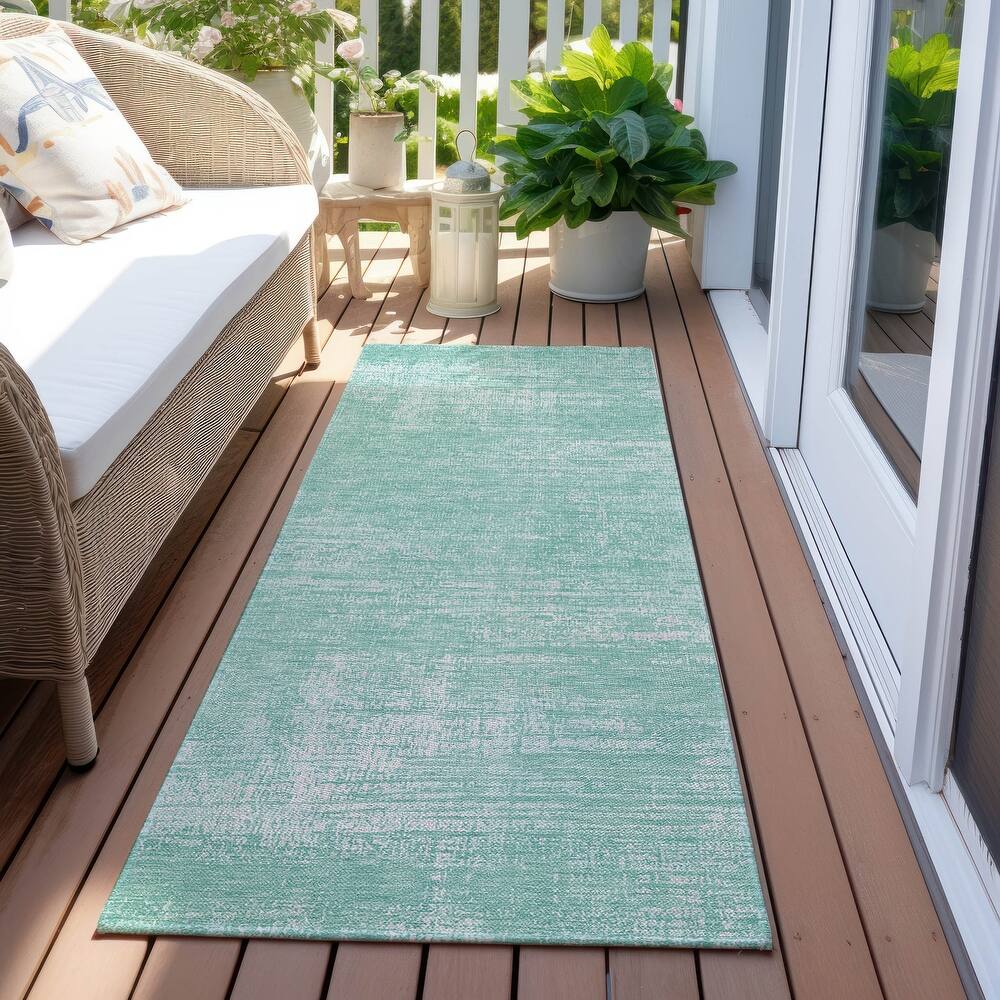 Machine Washable Indoor/ Outdoor Chantille Abstract Solid Rug