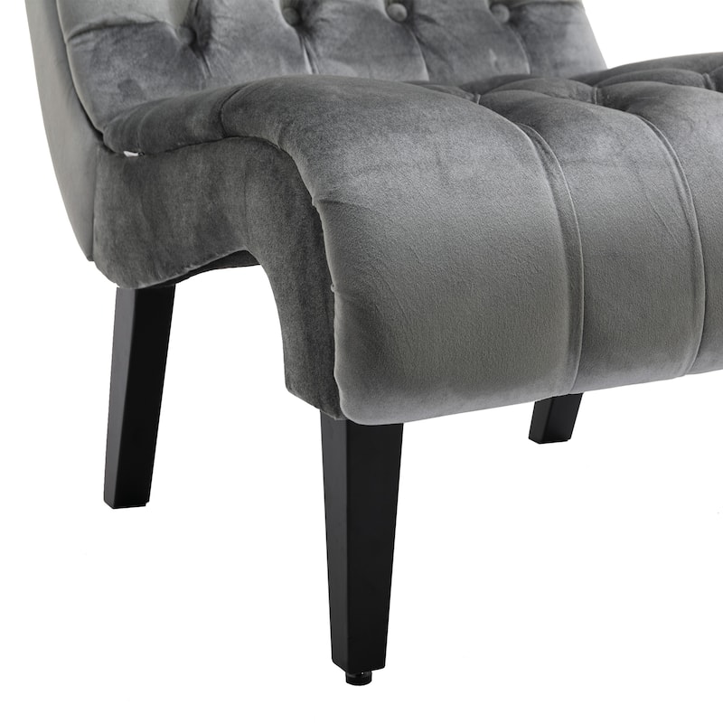 Silver Modern 22.8" Tufted Accent Chair with Wooden Legs