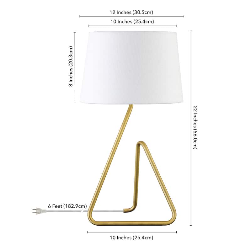22" Metal Table Lamp With White Bell Shade - 12" x 12" x 22"