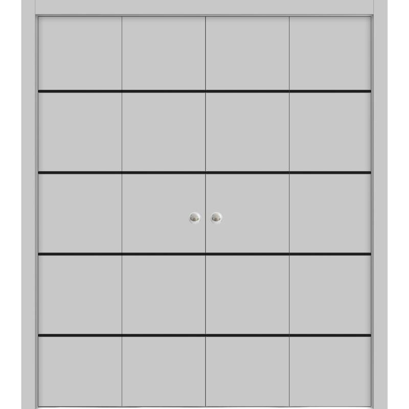 Double Bi-fold Doors Planum 0015 Grey Matte with Sturdy Tracks - 96" x 84" (4* 24x84)