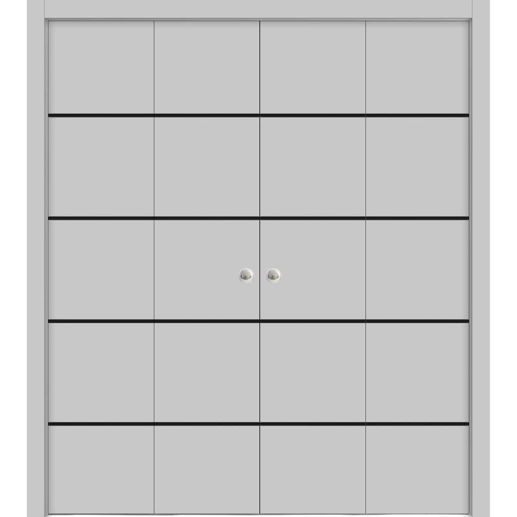 Double Bi-fold Doors Planum 0015 Grey Matte with Sturdy Tracks